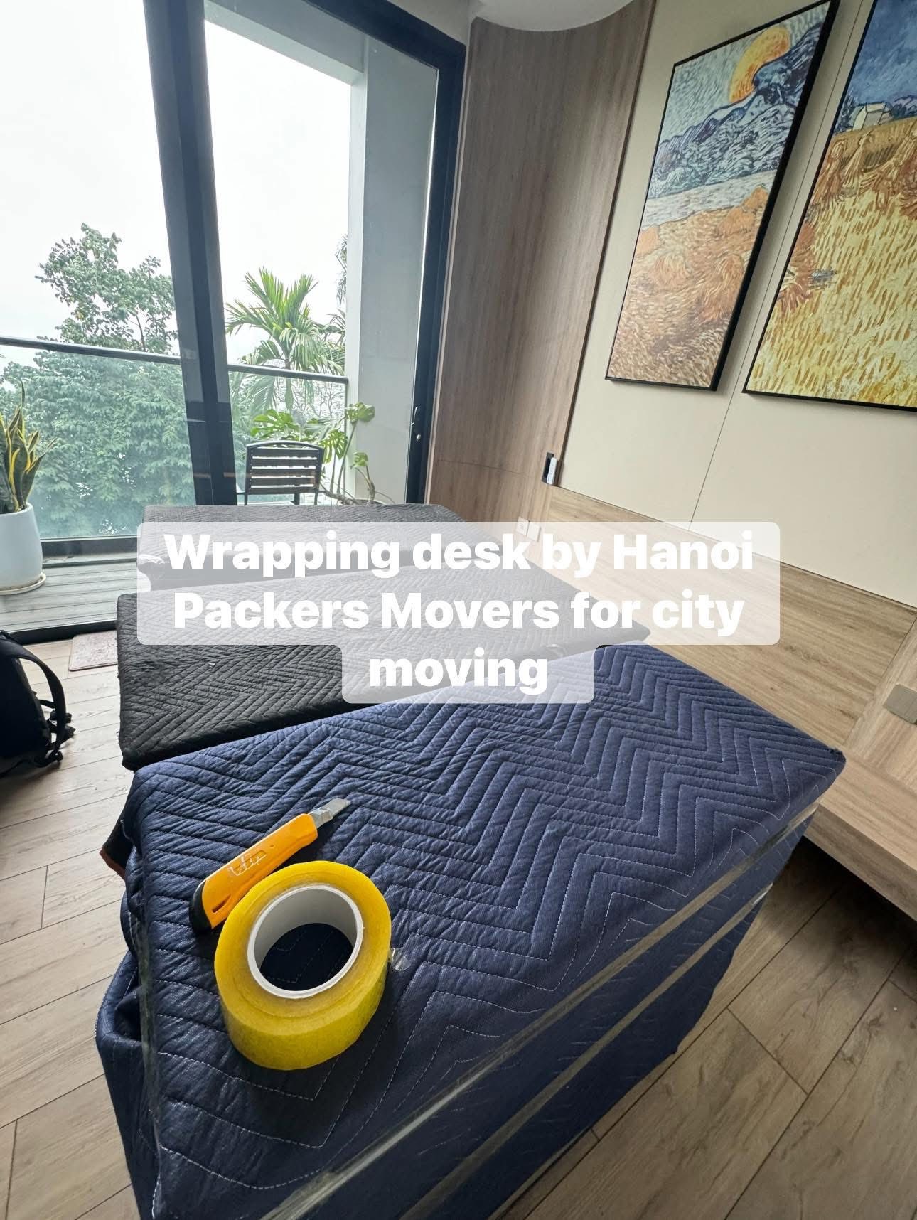 wrapping furniture desk and cabinet for moving within in Hanoi